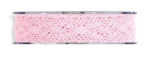 Cinta de regalo encaje-puntilla, rosa. 25 mm x 8 m