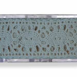 Cinta de regalo encaje-puntilla, azul plomo. 25 mm x 8 m