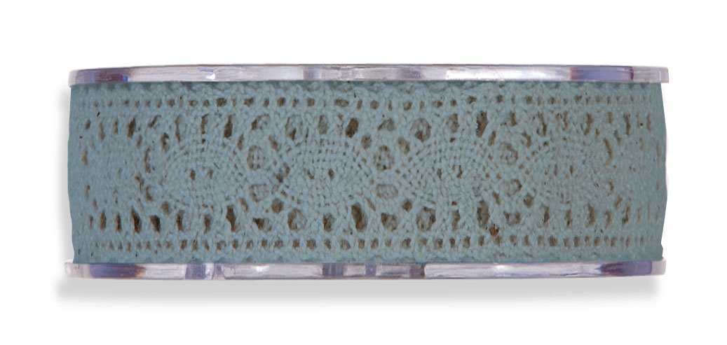 Cinta de regalo encaje-puntilla, azul plomo. 25 mm x 8 m