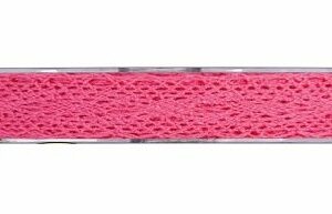 Cinta de regalo encaje-puntilla fucsia. 10 mm x 10 m