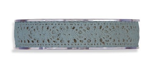Cinta de regalo encaje-puntilla azul plomo. 10 mm x 10 m