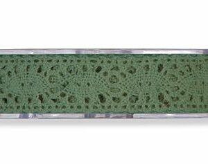 Cinta de regalo encaje-puntilla verde inglés. 10 mm x 10 m