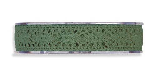 Cinta de regalo encaje-puntilla verde inglés. 10 mm x 10 m