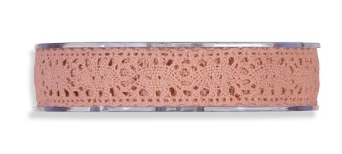 Cinta de regalo encaje-puntilla rosa palo. 10 mm x 10 m