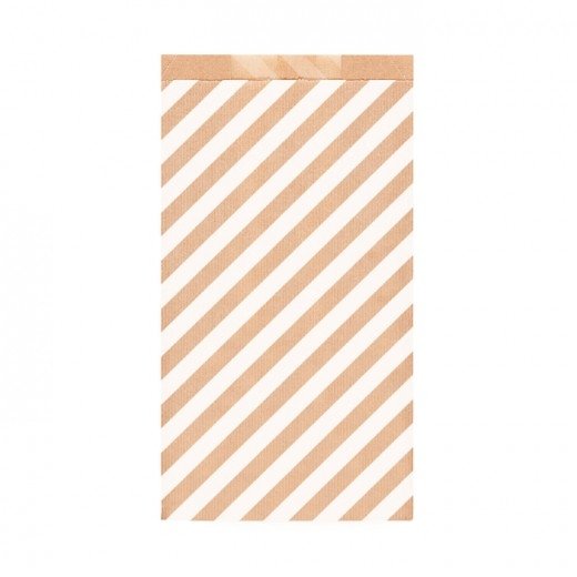 25 Sobres/bolsas de papel kraft, rayas blancas 19x8x35
