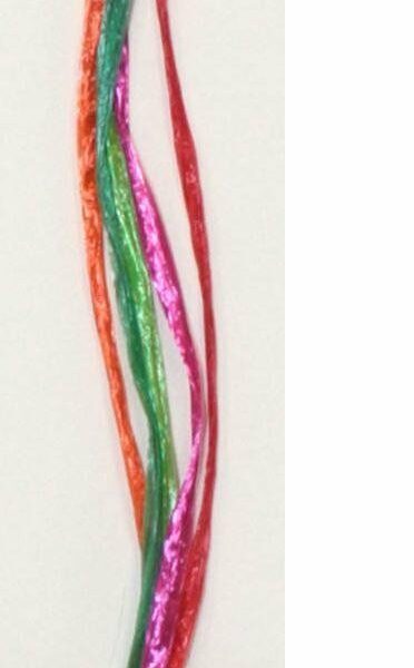 50 M Rafia multicolor brillo, rosa,verde y naranja