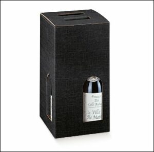 2 Cajas para 4 botellas, color negro.