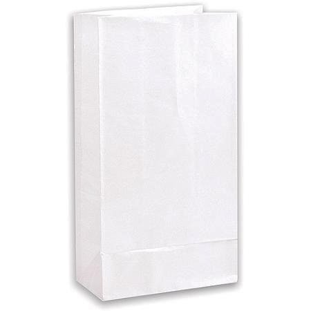 50 Bolsas de papel blanco, tipo americano. 10x6x22 cms