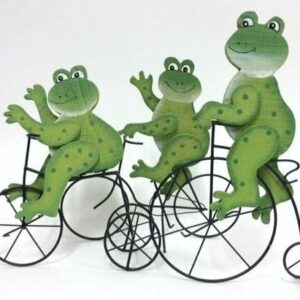 Set de 3 ranas de madera con bicicleta