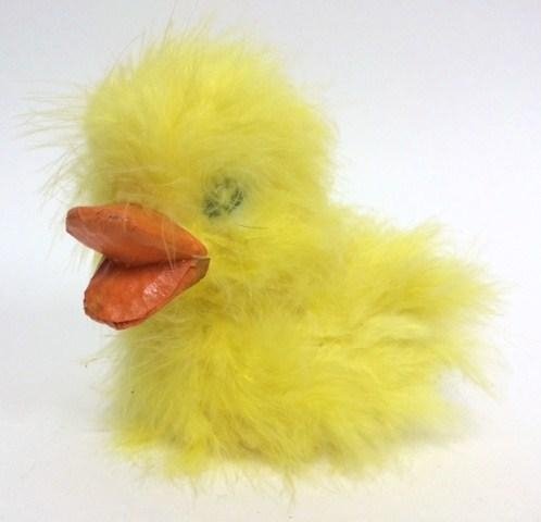 Pato con plumas amarillas