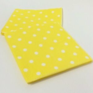 20 Servilletas de papel, amarillas con lunares blancos