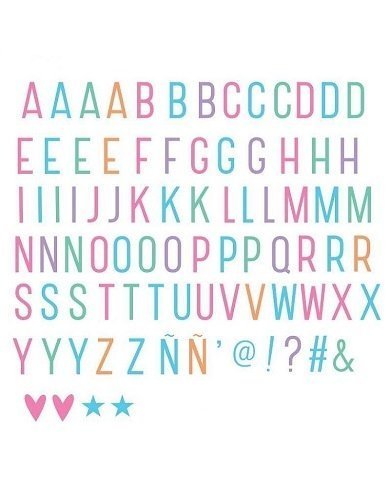 Set de letras en color pastel para lightbox