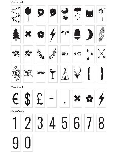 Set de 85 números y simbolos para lightbox