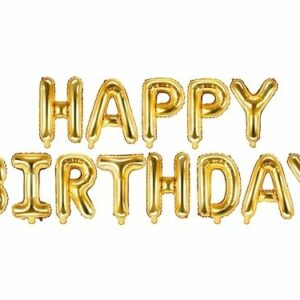 Globos Happy Birthday, dorados