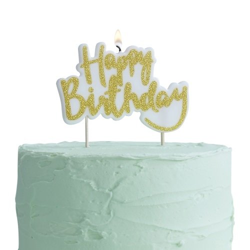 Vela dorada Happy Birthday