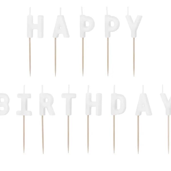 Velas blancas Happy Birthday