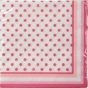20 Servilletas de papel, blancas con lunares rosa