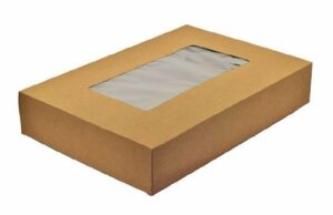 5 Cajas kraft con ventana 17x11.5x5 cms