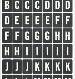 Alfabeto adhesivo, negro y blanco. 126 letras