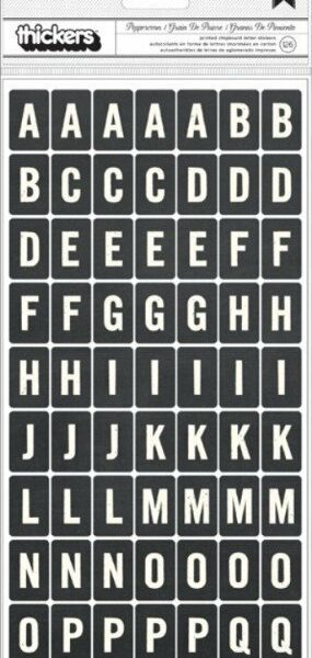 Alfabeto adhesivo, negro y blanco. 126 letras