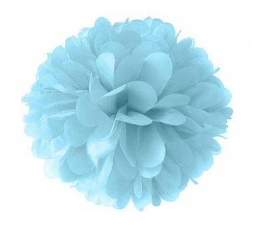 Pompón de papel de seda, azul claro. 25 cms