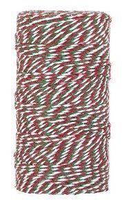 Baker twine grueso, rojo, verde y blanco, cordón para regalos. 100 m.