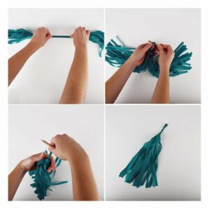 Guirnalda tassel-borlas de papel, naranja, rojo, granate y salmón