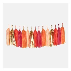 Guirnalda tassel-borlas de papel, naranja, rojo, granate y salmón