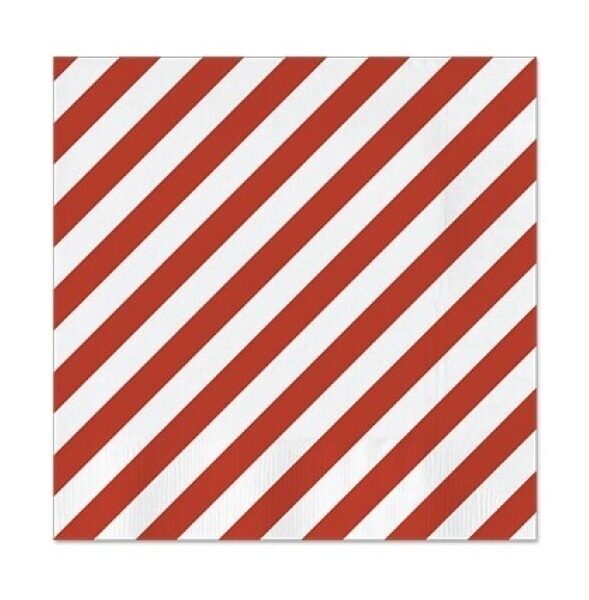 20 Servilletas de papel, rayas rojas y blancas.