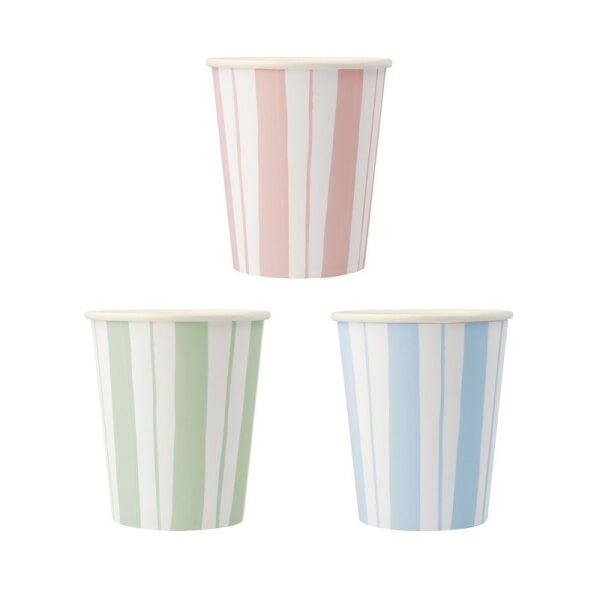 8 Vasos de rayas en tonos pastel