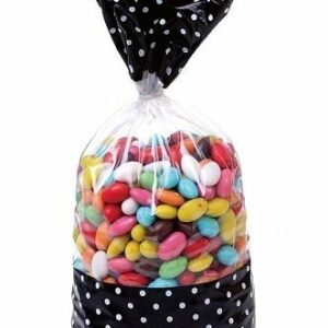 12 Bolsas tipo celofán lunares, negro