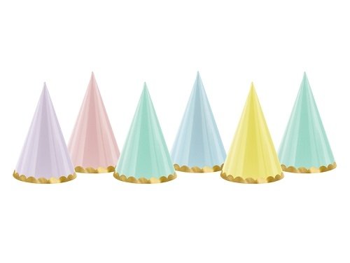 6 Gorritos de papel, rayas azul claro