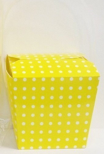 6 Cajas chinas de papel amarillo con lunares blancos
