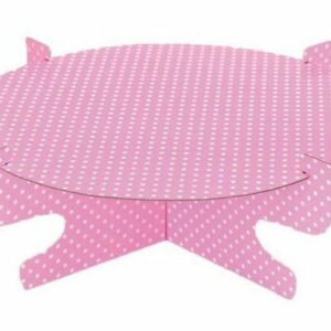 Stand-bandeja para tarta, rosa con lunares blancos.