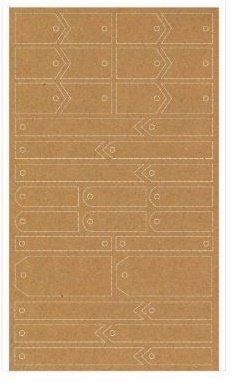 34 Etiquetas adhesivas kraft. Modelos surtidos