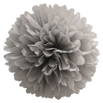 Pompón de papel de seda, gris. 35 cms