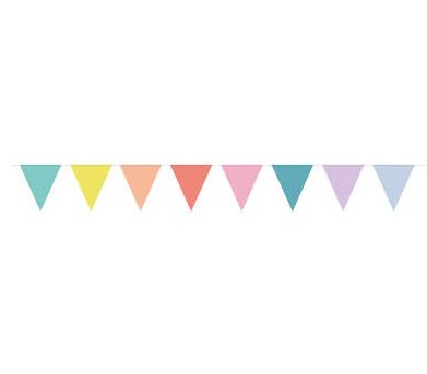 Guirnalda con banderines de papel en tonos pastel – 10 m