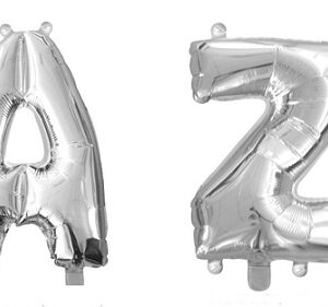 Globo metalizado plata, 45 cms. Letras de la A a la Z.