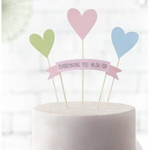 4 Toppers corazones-banner, en colores pastel