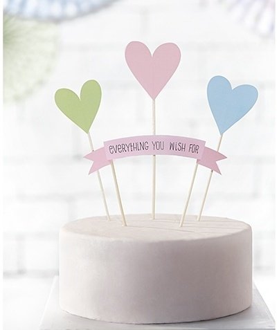 4 Toppers corazones-banner, en colores pastel