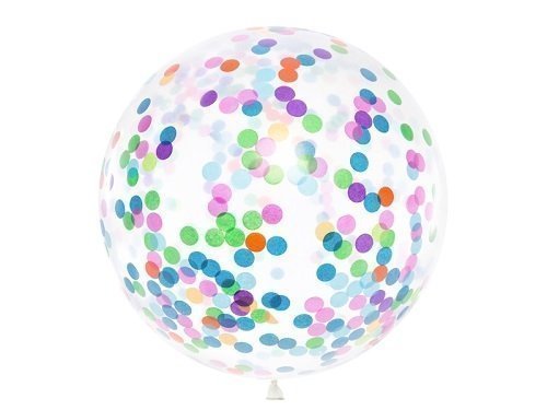 Globo de látex transparente con confeti multicolor. 1 metro