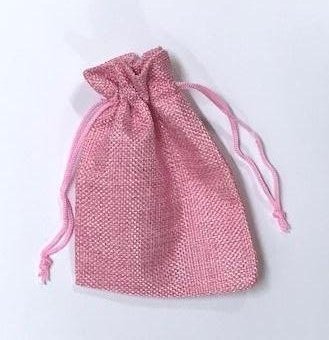 10 Sacos de tela rústica 9.5×13.5 cms. Rosa claro