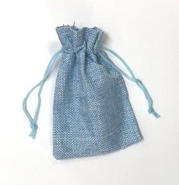 10 Sacos de tela rústica 9.5×13.5 cms. Azul claro