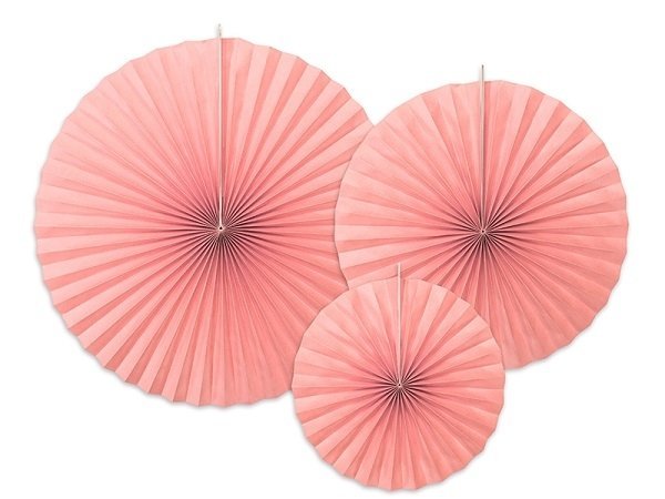 3 Abanicos de papel, rosa Coral