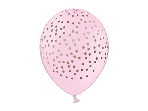5 Globos rosa claro con lunares dorados