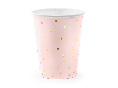 Vaso-plato-rosa-lunares-doradas-comunion-bautizo-babyshower-cumpleaños-gramajeshop-valencia