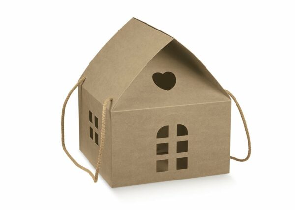 Caja-Casita kraft. 24.5x24.5x15 cms