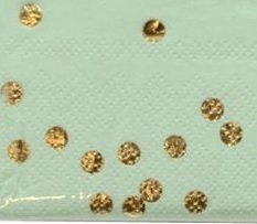 20 Servilletas de papel verde agua-mint con lunares-confeti dorados