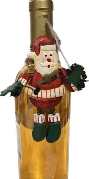 Papá Noel y reno, con pinza, para decorar botellas