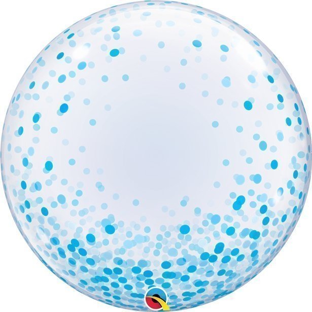 Globo burbuja, confeti azul. 60 cms.